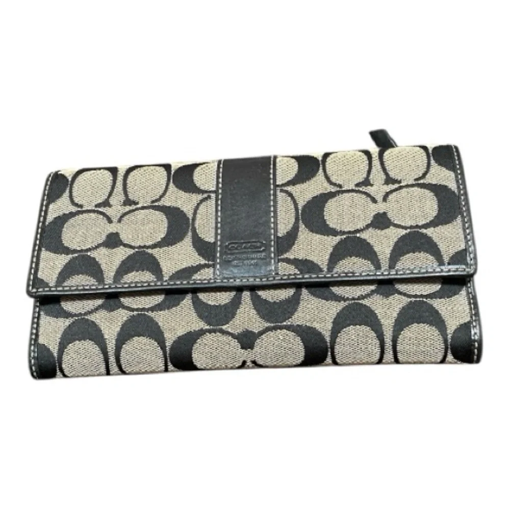 Vintage Coach Black And  Gray Legacy Trifold Signature Wallet
